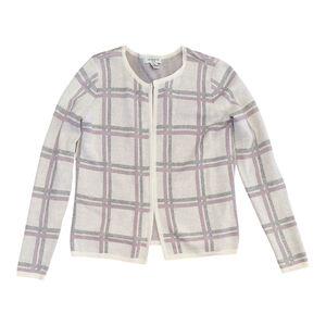 Liz Claiborne Women's Cardigan sweater Plaid Pattern. Medium Petite